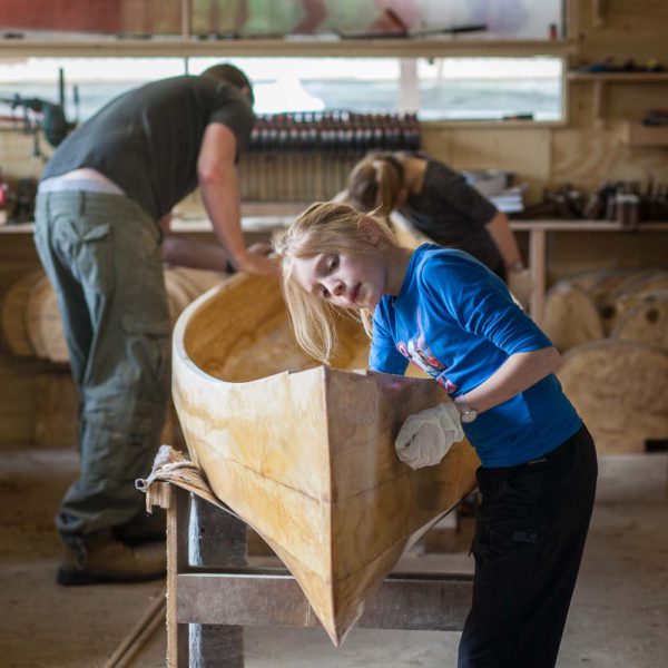 Freeranger Canoe group canoe building course stitch and glue construction