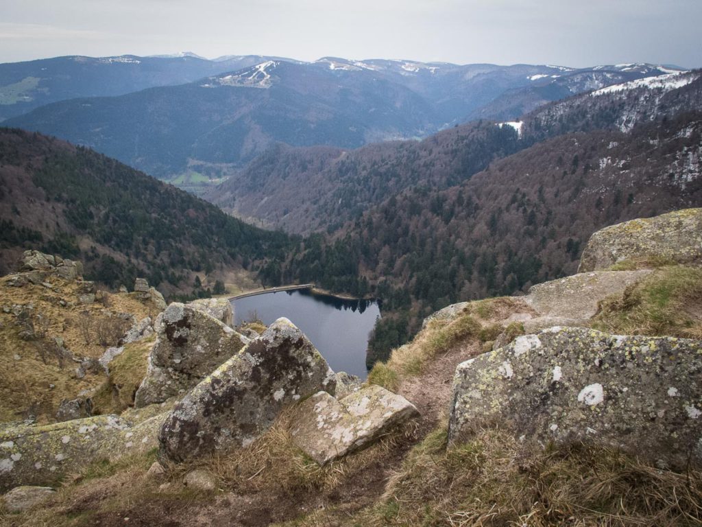 hiking in the Vosges Mountains Lake Schiessrothried hiking in the Vosges Mountains