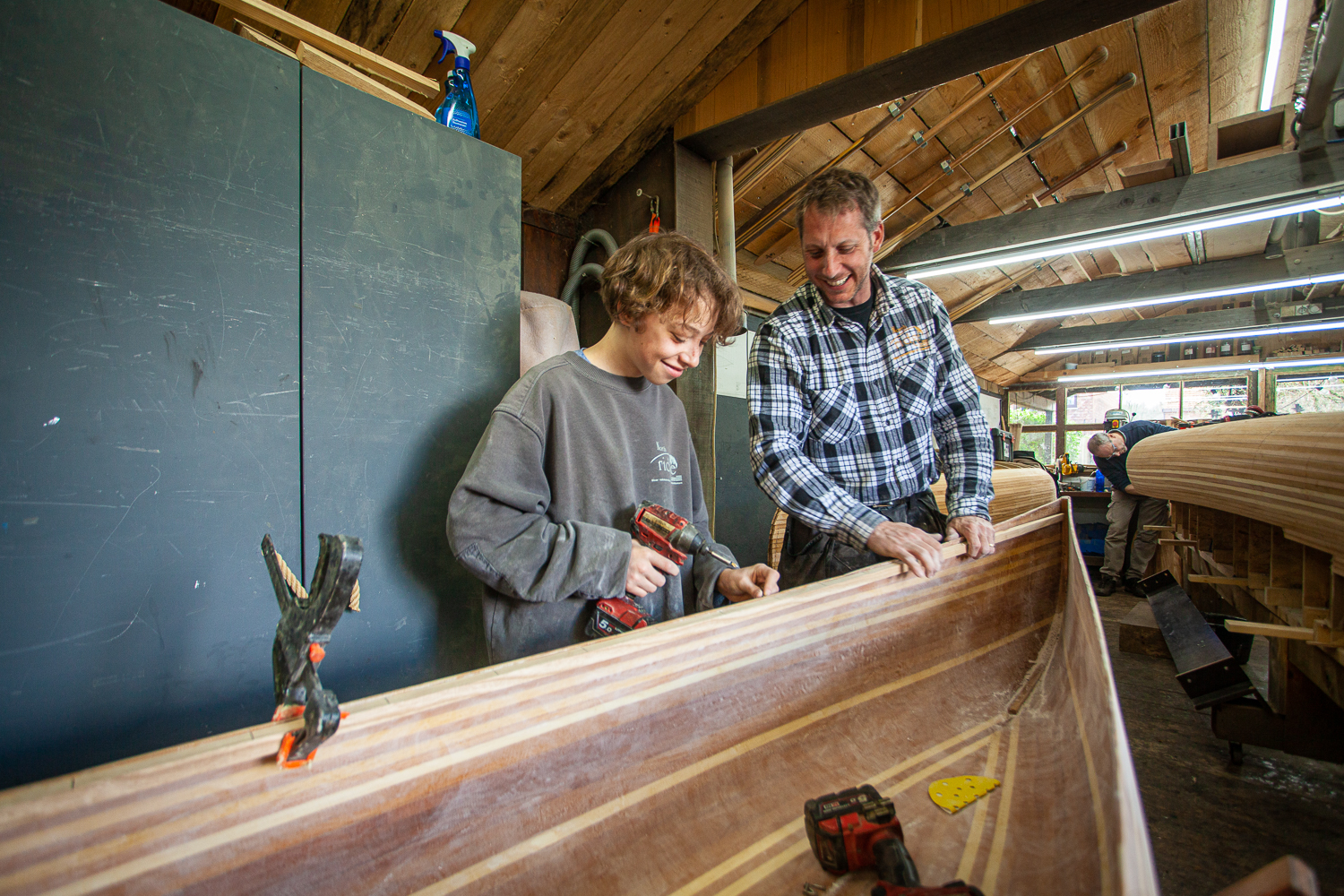 Workshop canoe building
