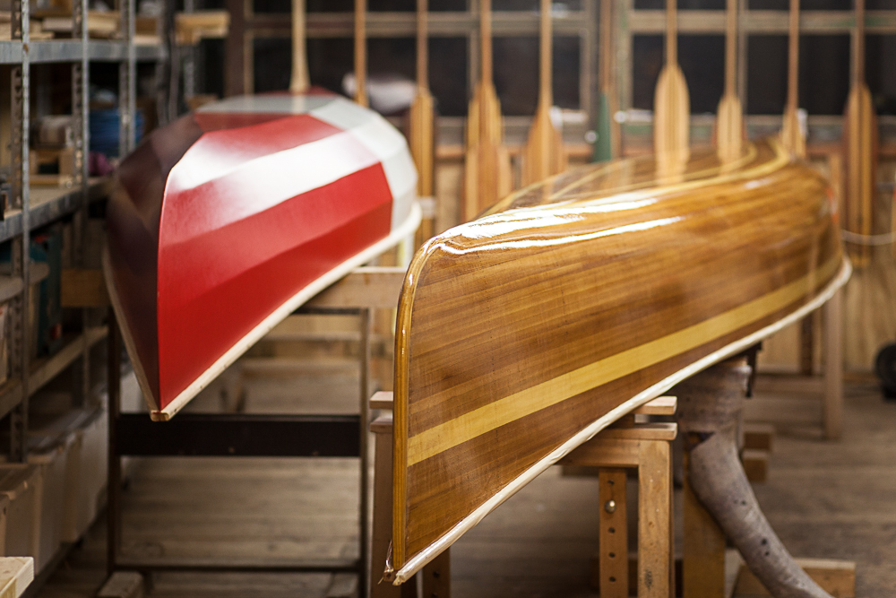 Building a wooden canoe varnishing Freeranger Canoe building a wooden canoe