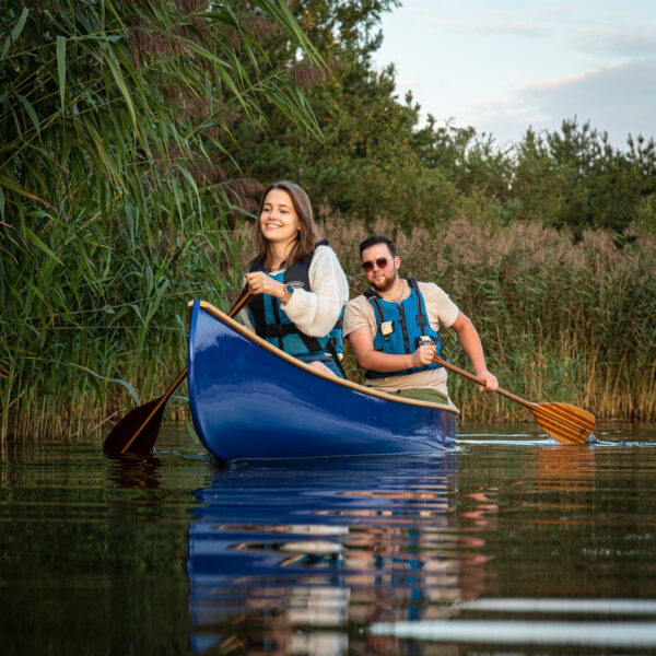 A pal all-round canoe on a lake